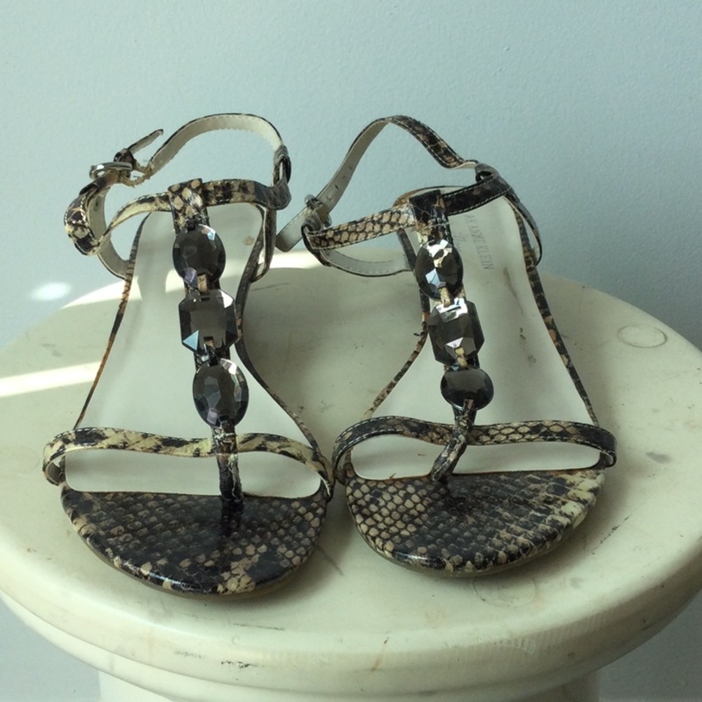 Anne Klein i flex Faux Snake Skin/Beaded Sandals